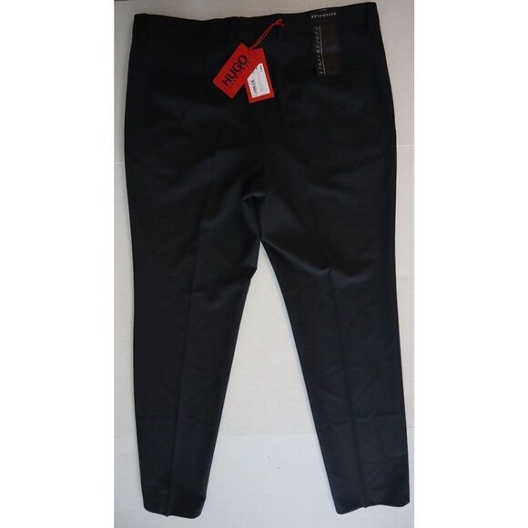 Hugo Boss 50456479 Men's Sz 36R Charcoal Super-Flex Micro-Check Chino Pants $198 - Picture 2 of 13